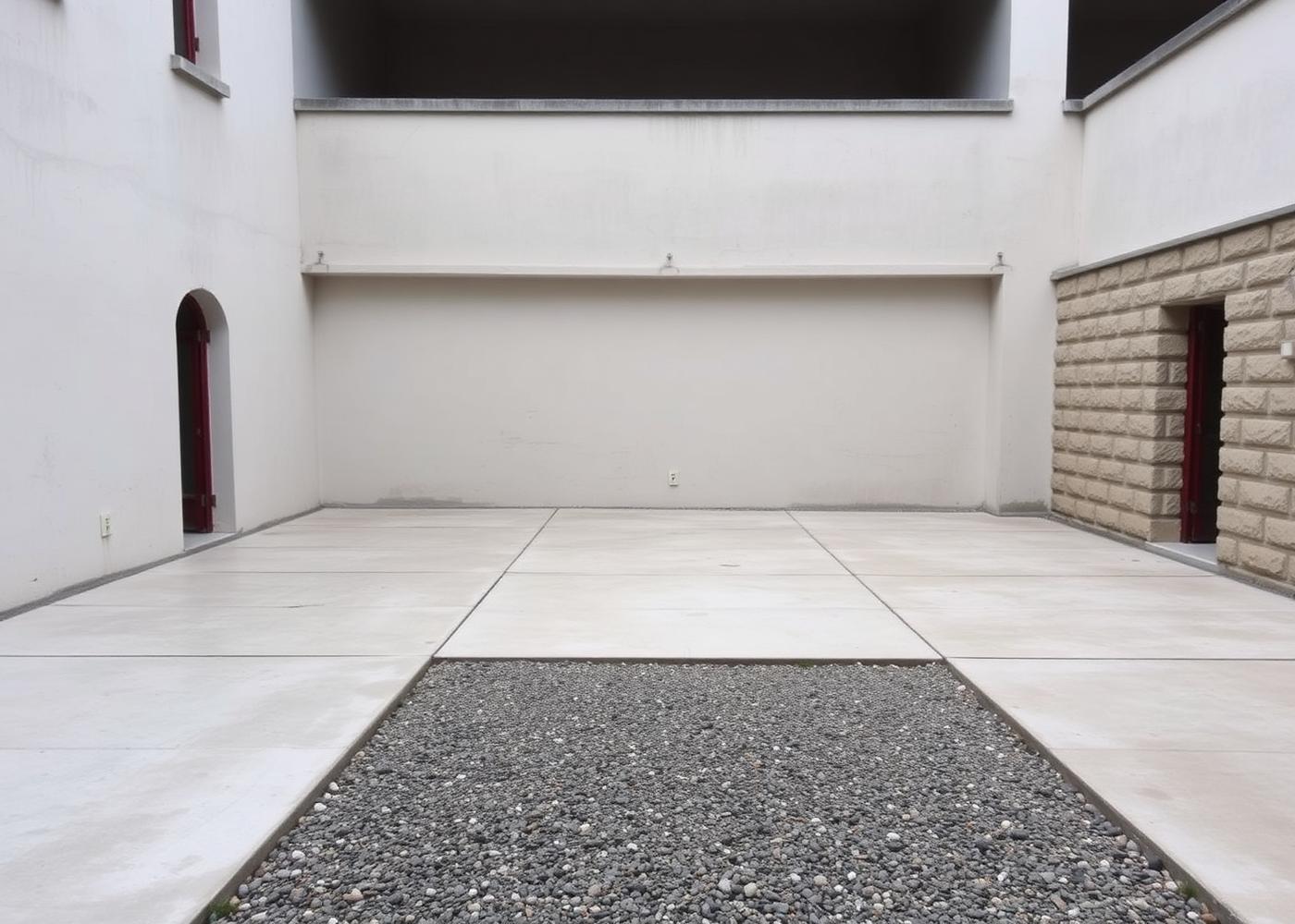 Cour bétonnée avant travaux